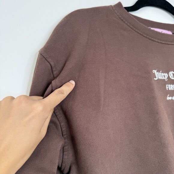 Juicy Couture Forever 21 Graphic Cropped Sweatshirt Brown Women's Small Crewneck - Picture 3 of 12